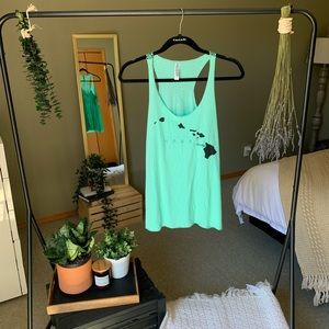 Teal Hawaii Map Racer Back Tank
